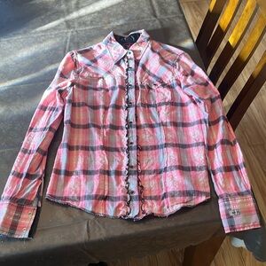 Ladies small western wear horseback shirt pink and black